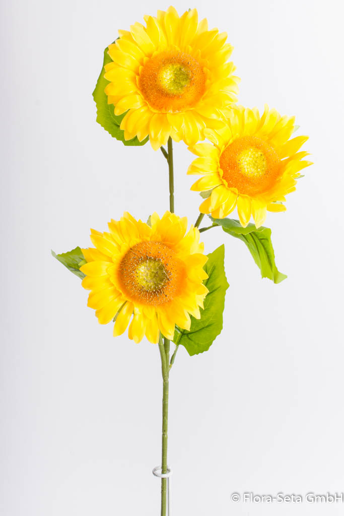 Sonnenblume mit 3 Blüten, 87 x 12 cm, real touch